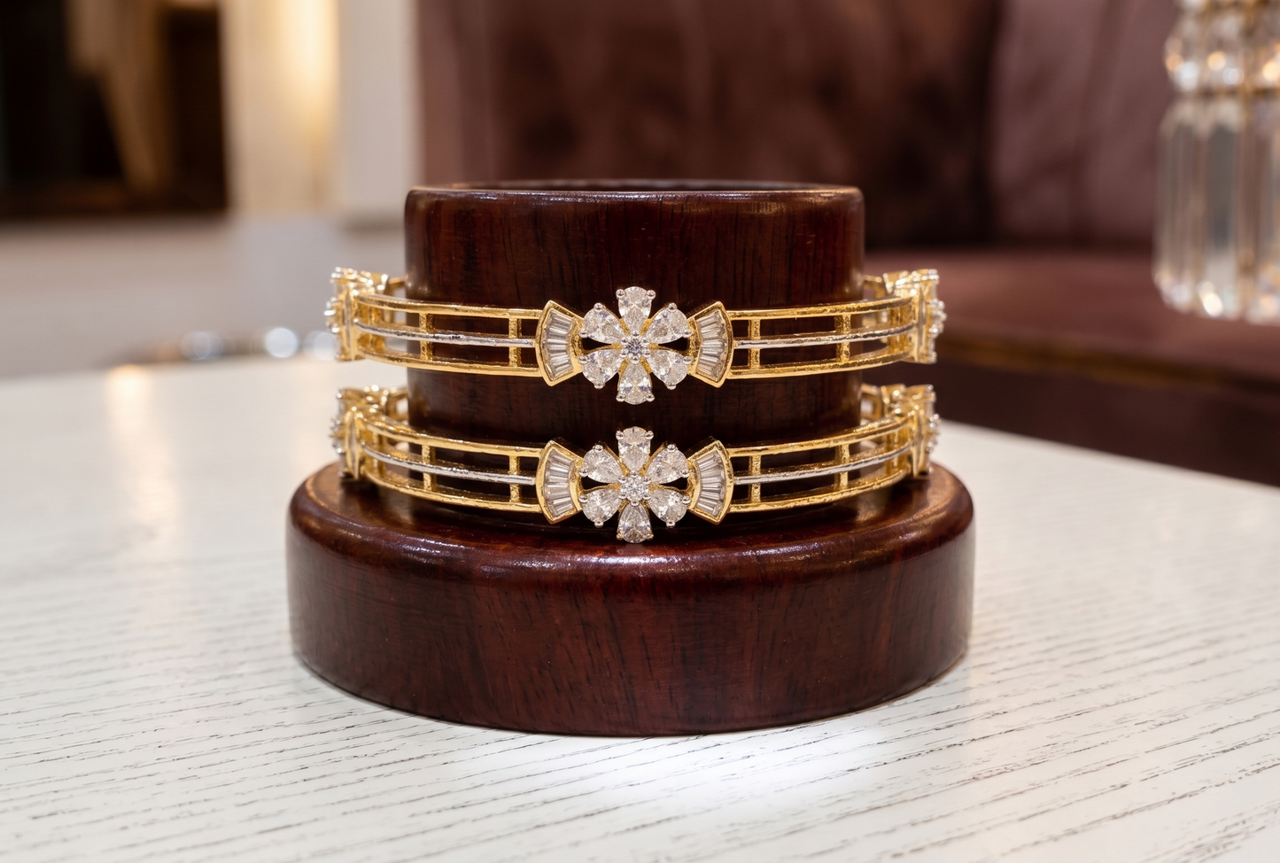 Floral Radiance Diamond Bangles