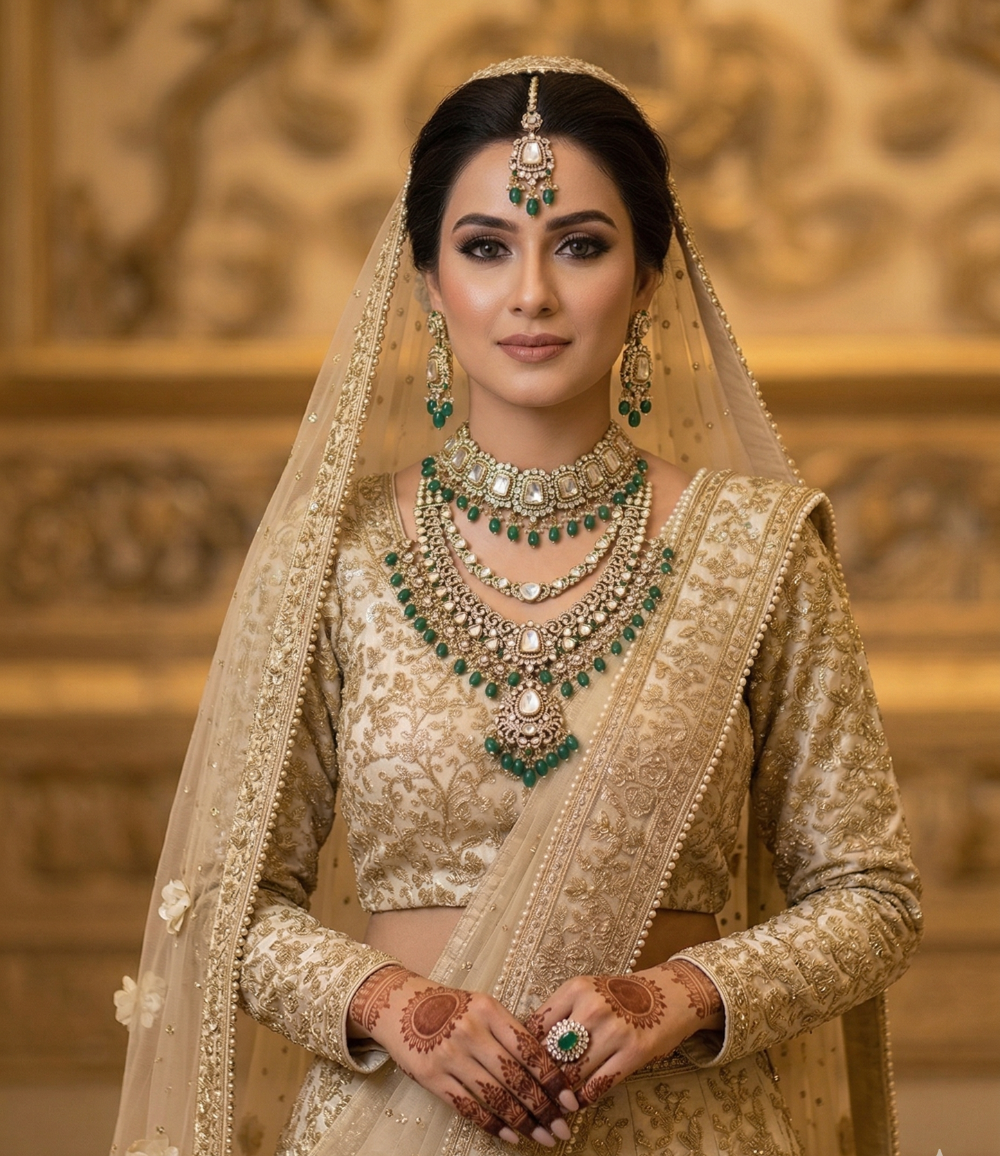 Emerald Kundan Bridal Jewelry Set
