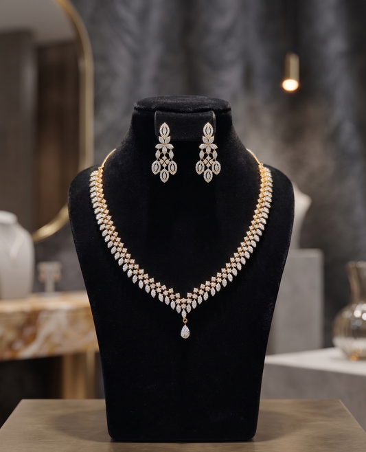 Diamond Look Tennis Necklace Set
