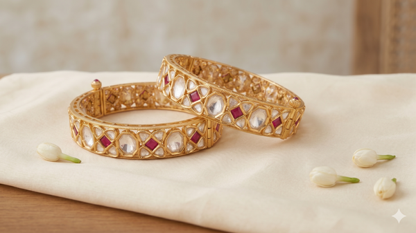 Royal Kundan Ruby Bangles