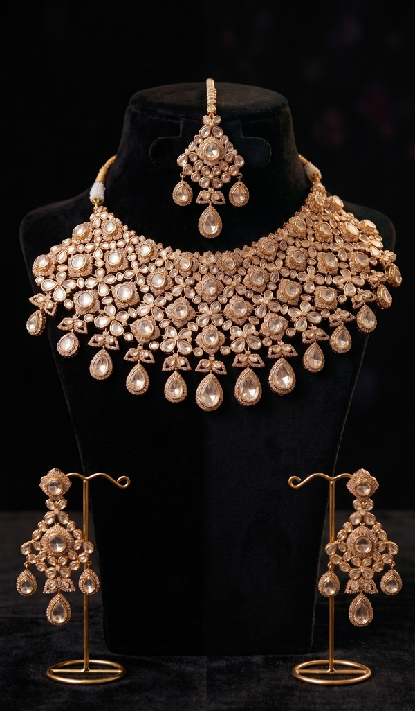Rose Gold Polki Bridal Choker Set