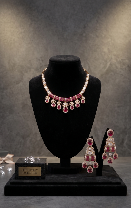 Ruby Royale Diamond Necklace Set