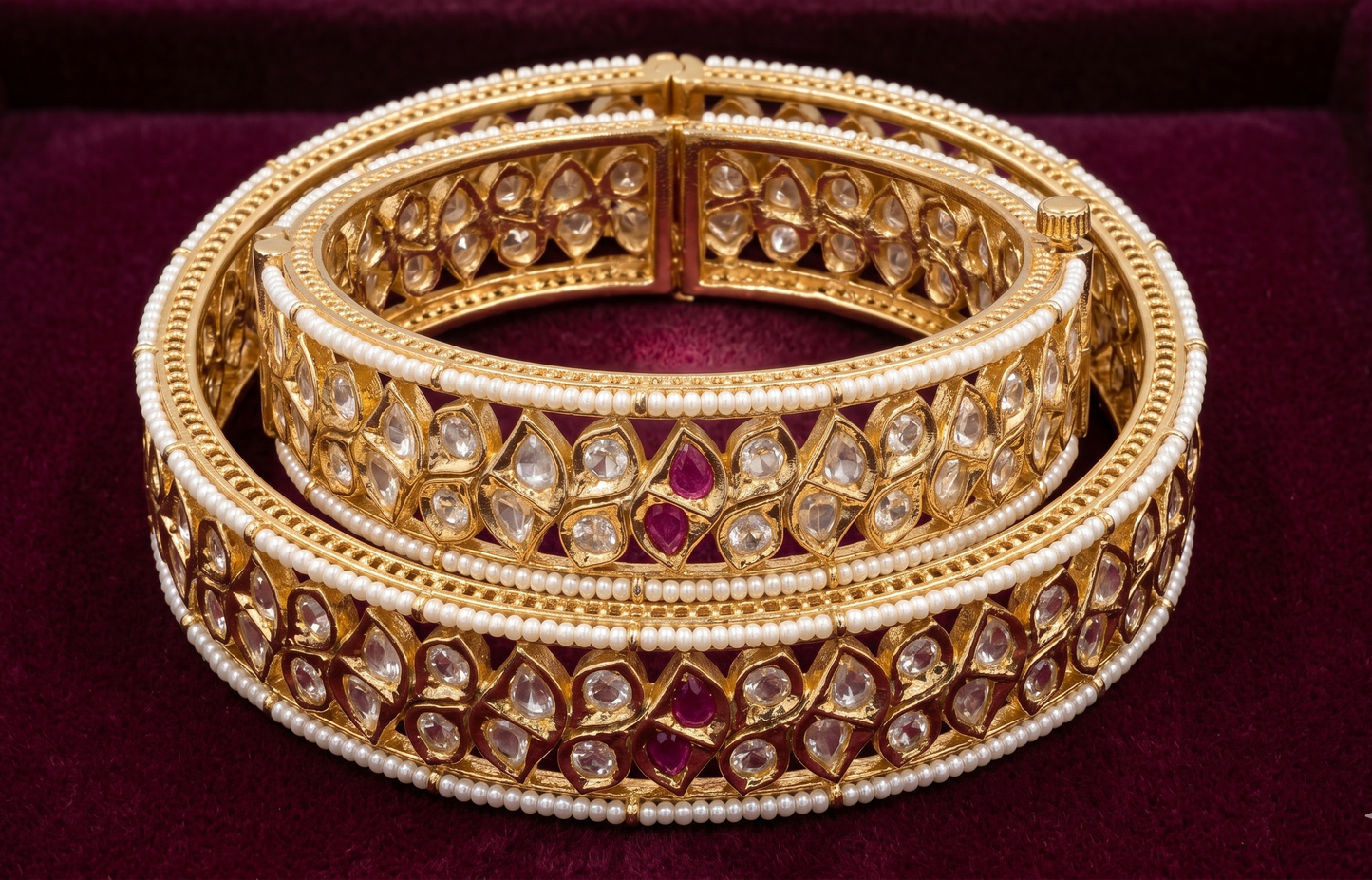 Royal Kundan Pearl Bangles
