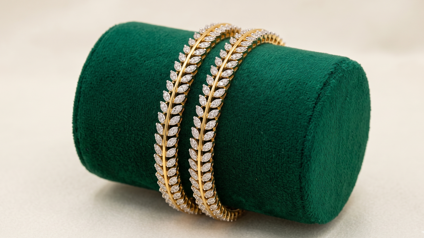 Leaf Sparkle Diamond Bangles