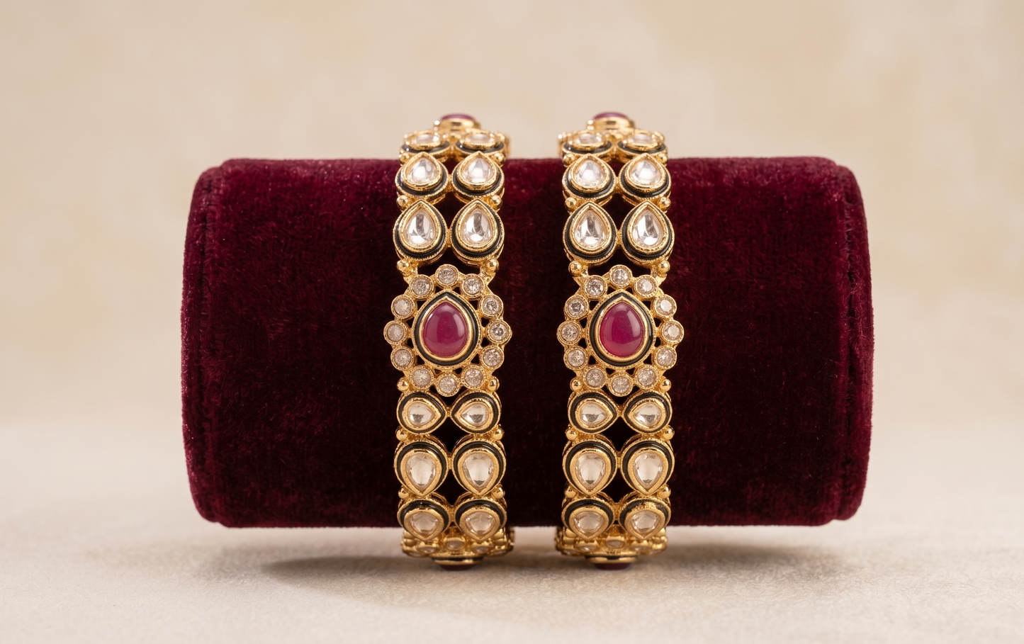 Royal Ruby Kundan Bangles
