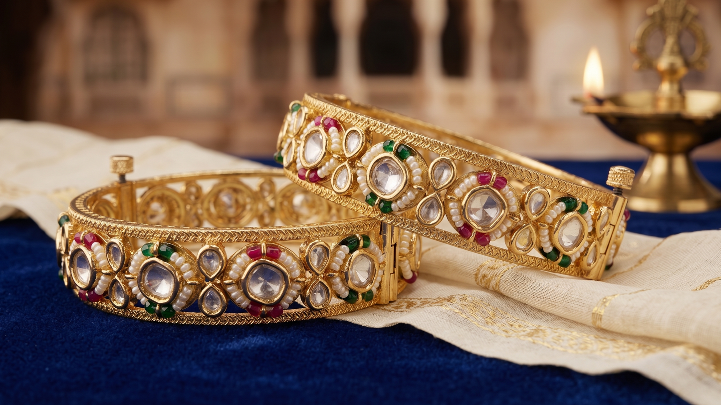 Heritage Kundan Pearl Bangles