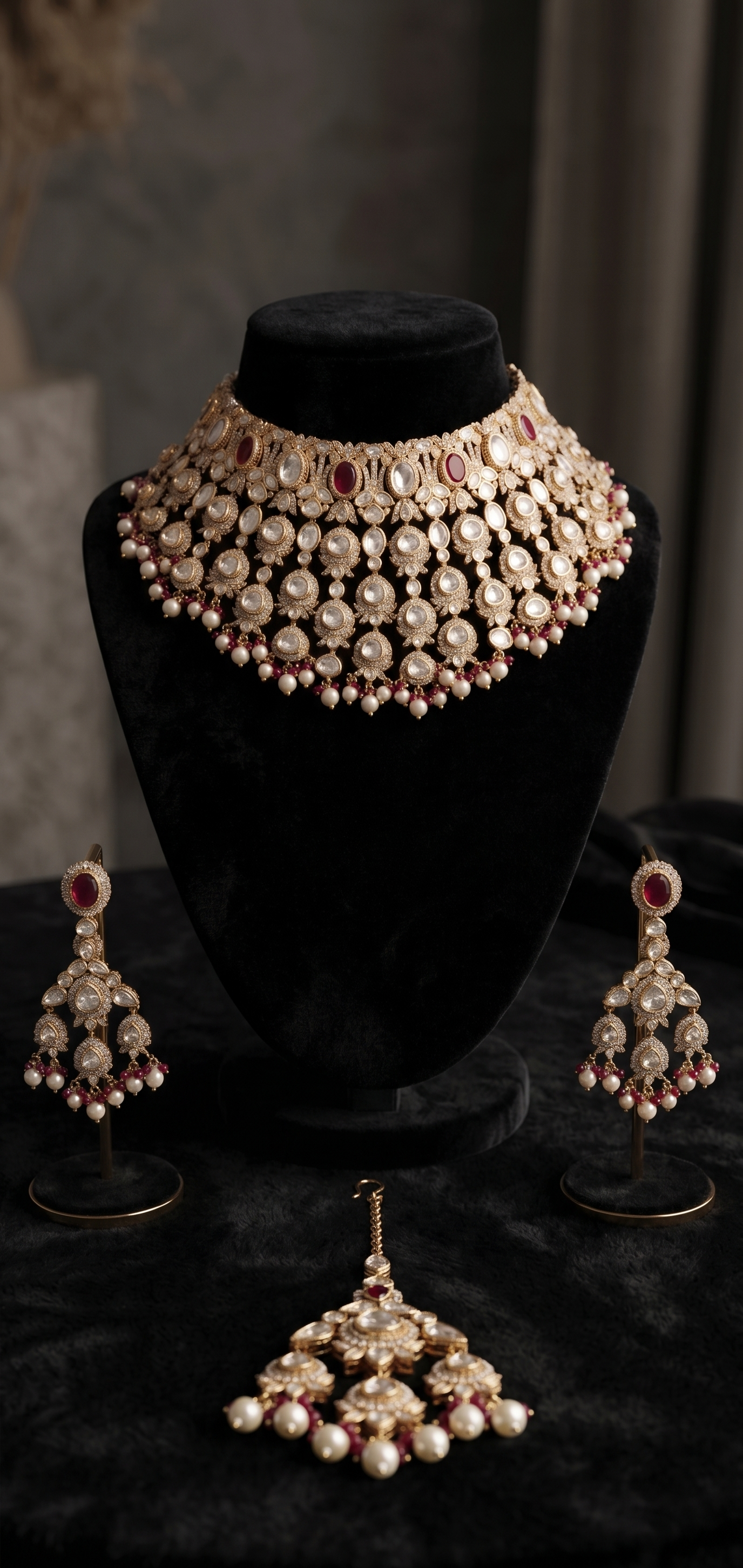Ruby Polki Bridal Choker Set