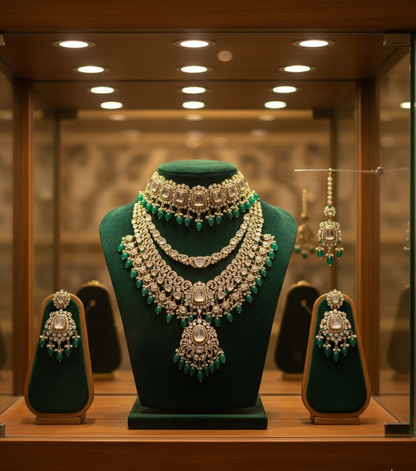 Emerald Kundan Bridal Jewelry Set