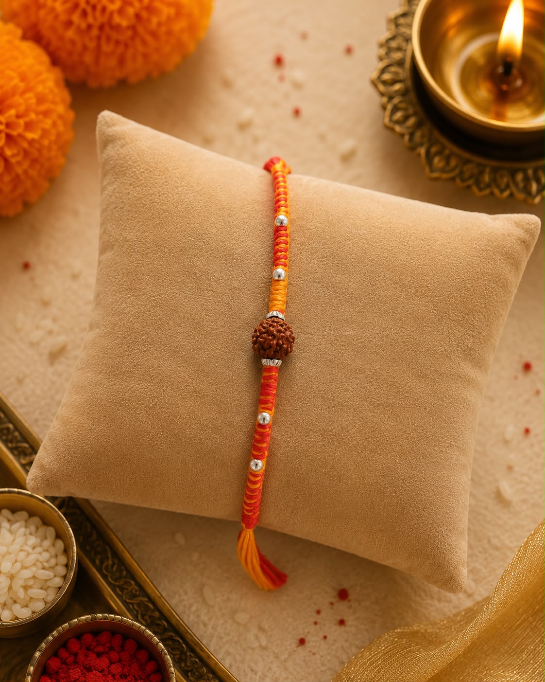 Handcrafted Rudraksha Rakhi with Premium Thread