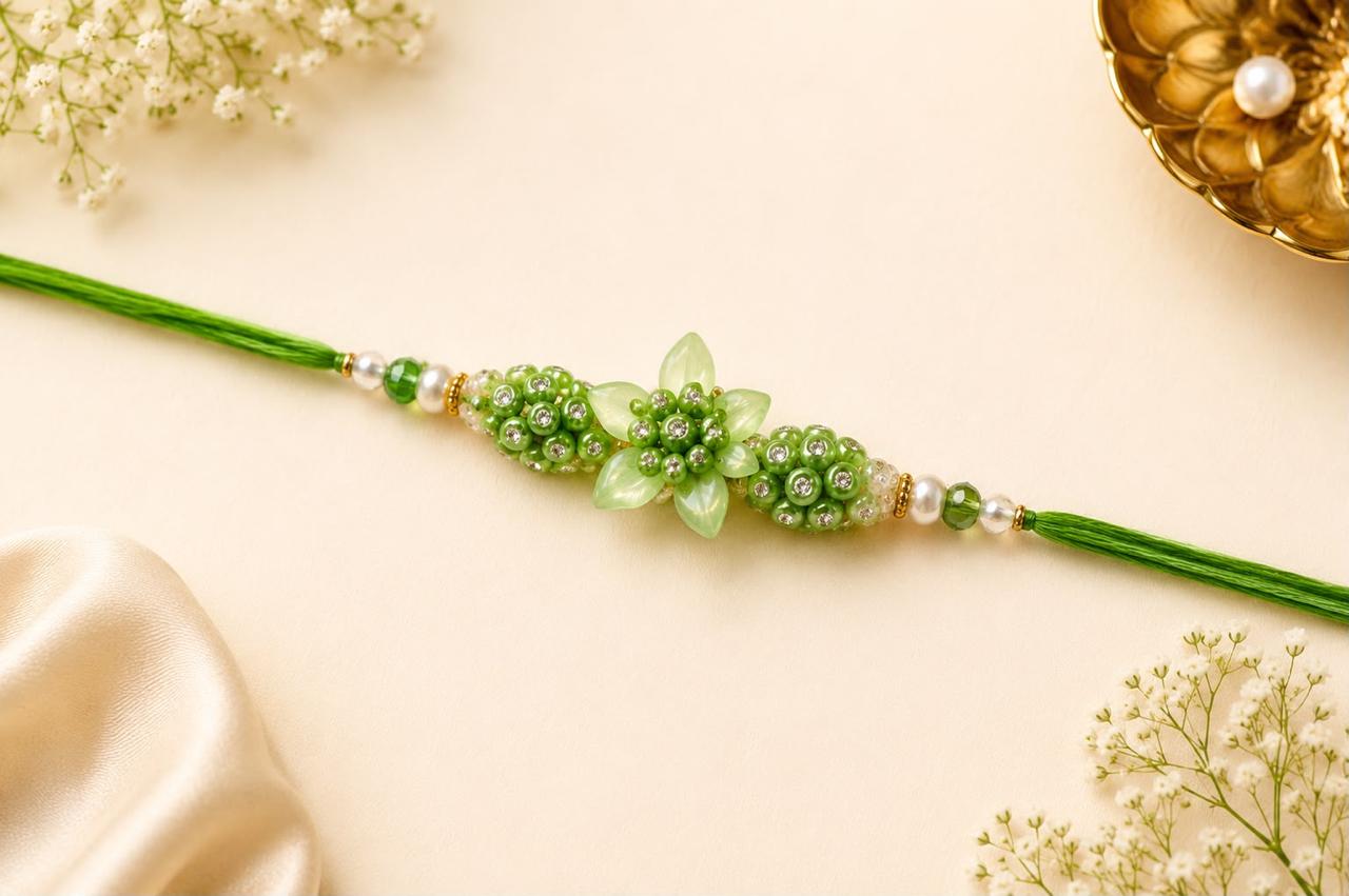 Green Floral Designer Rakhi for Brother