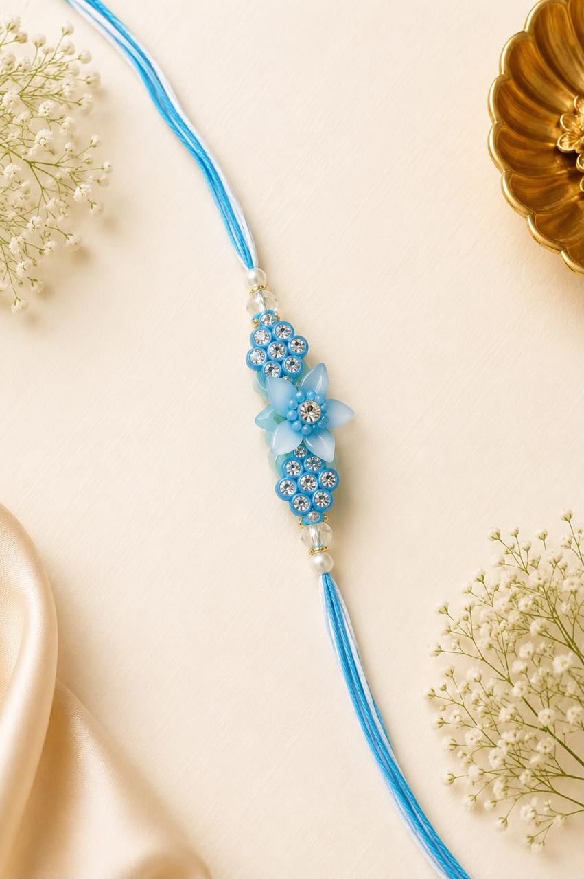 Blue Floral Designer Rakhi for Brother
