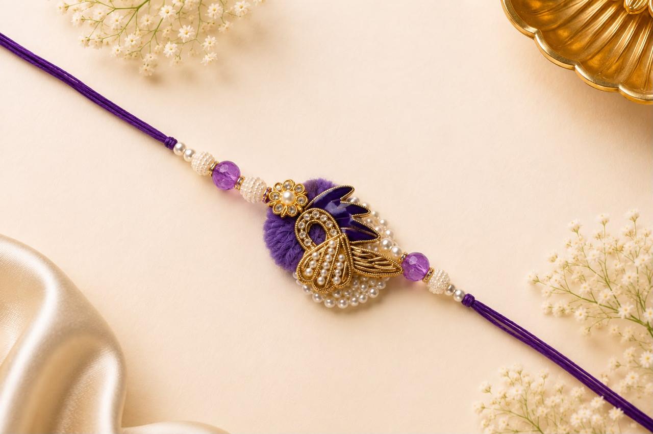 Royal Purple Peacock Designer Rakhi for Brother