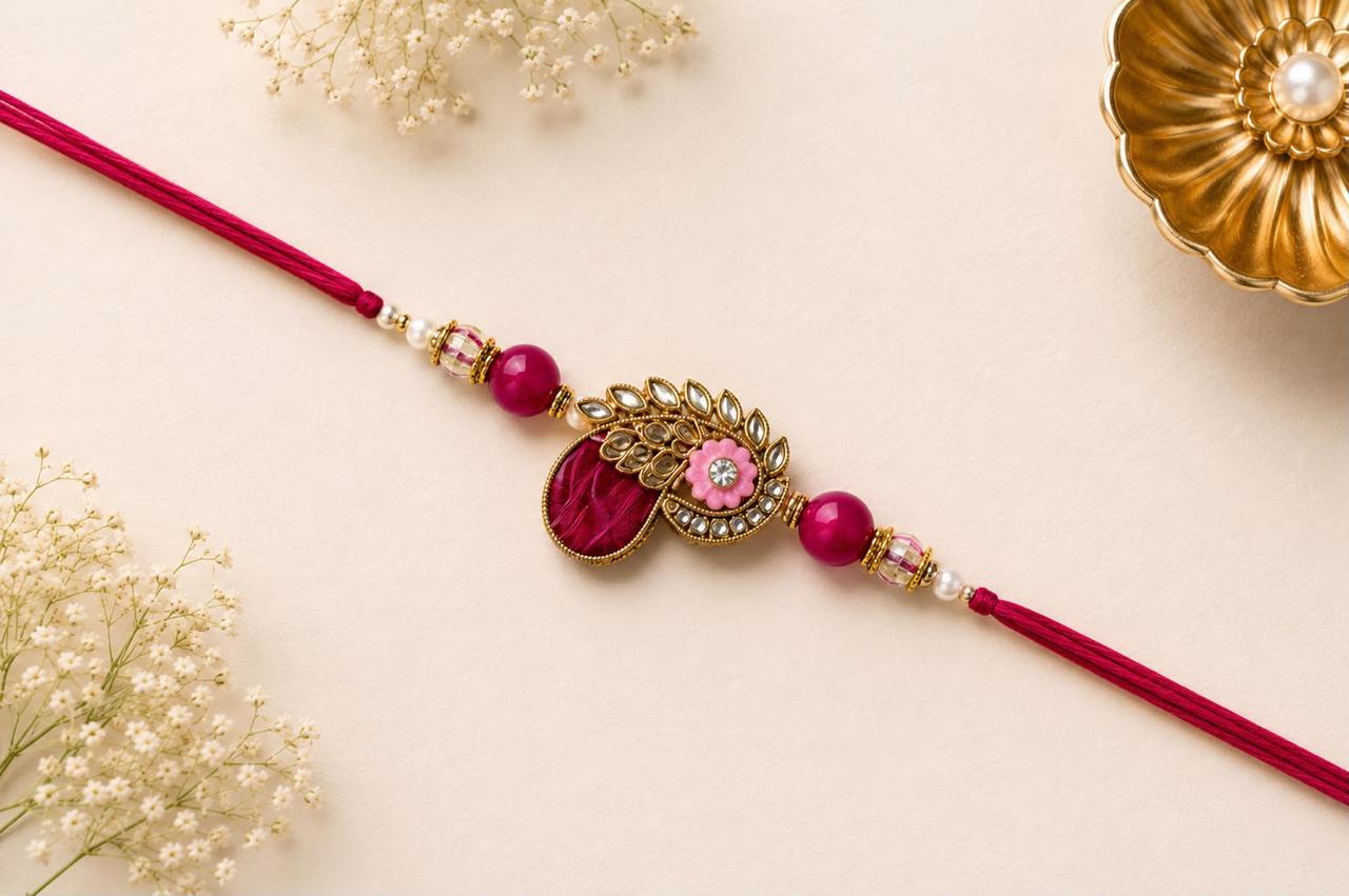 Pink Paisley Designer Rakhi for Brother