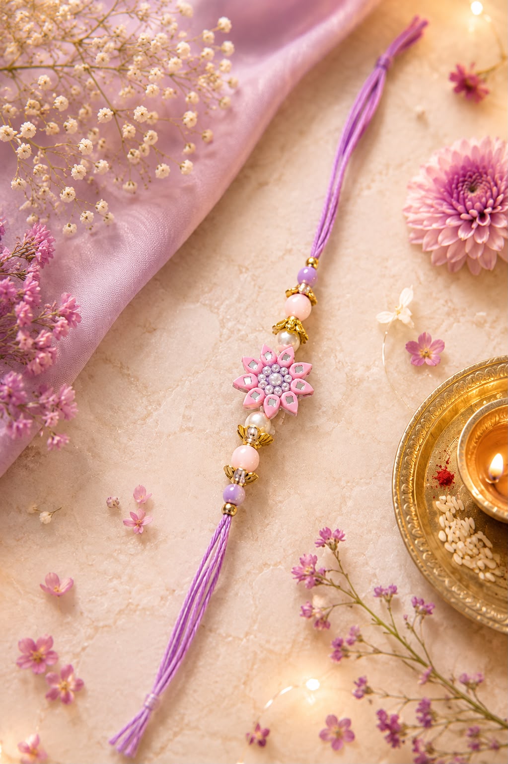 Lavender Floral Designer Rakhi for Brother