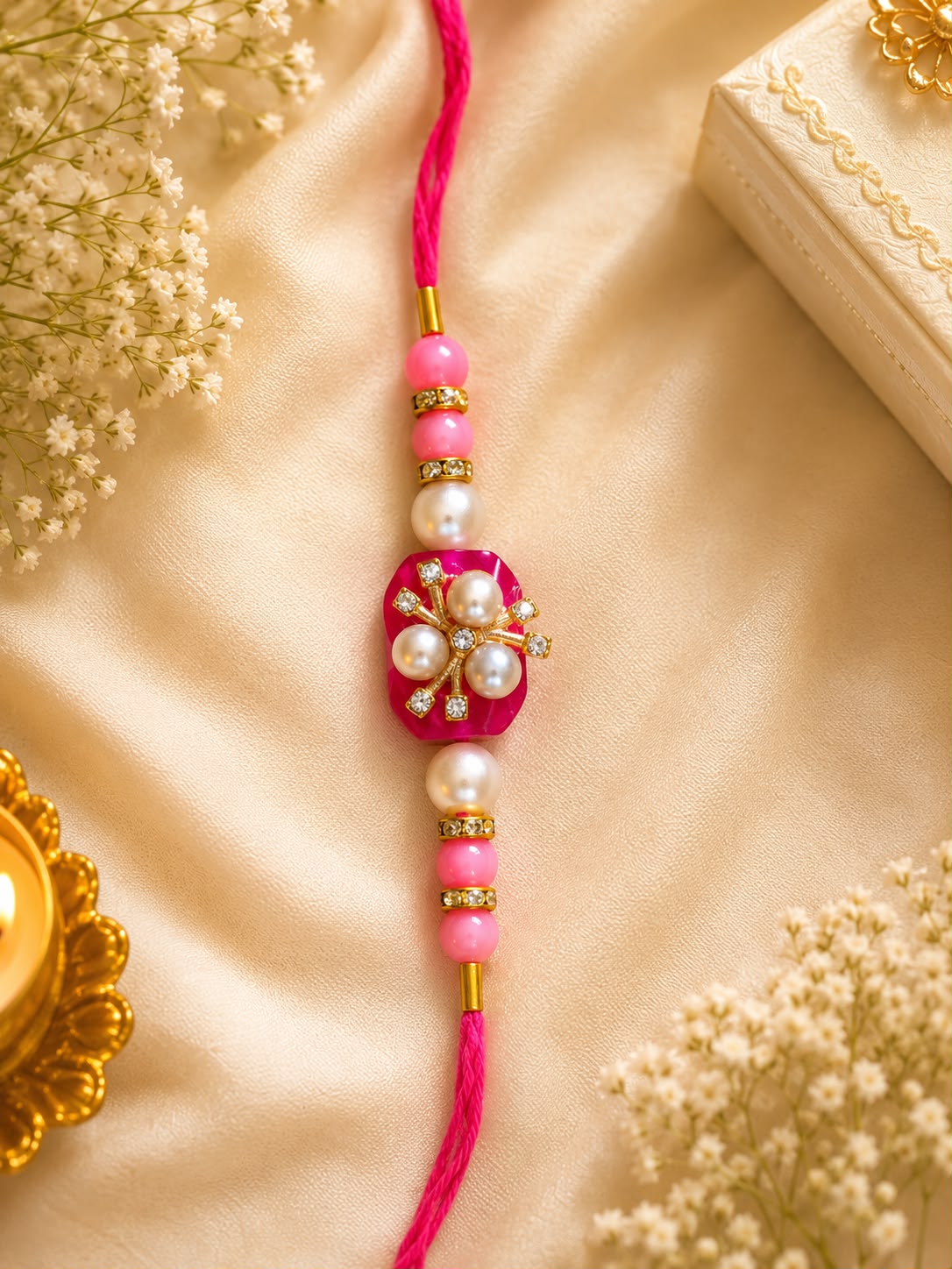 Pink Pearl Designer Rakhi for Brother
