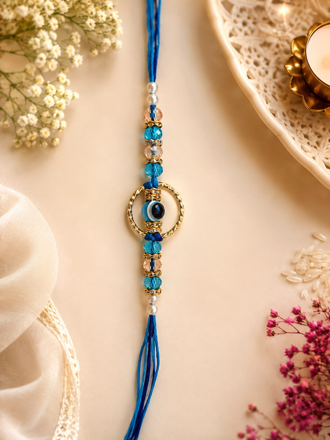 Blue Evil Eye Designer Rakhi for Brother