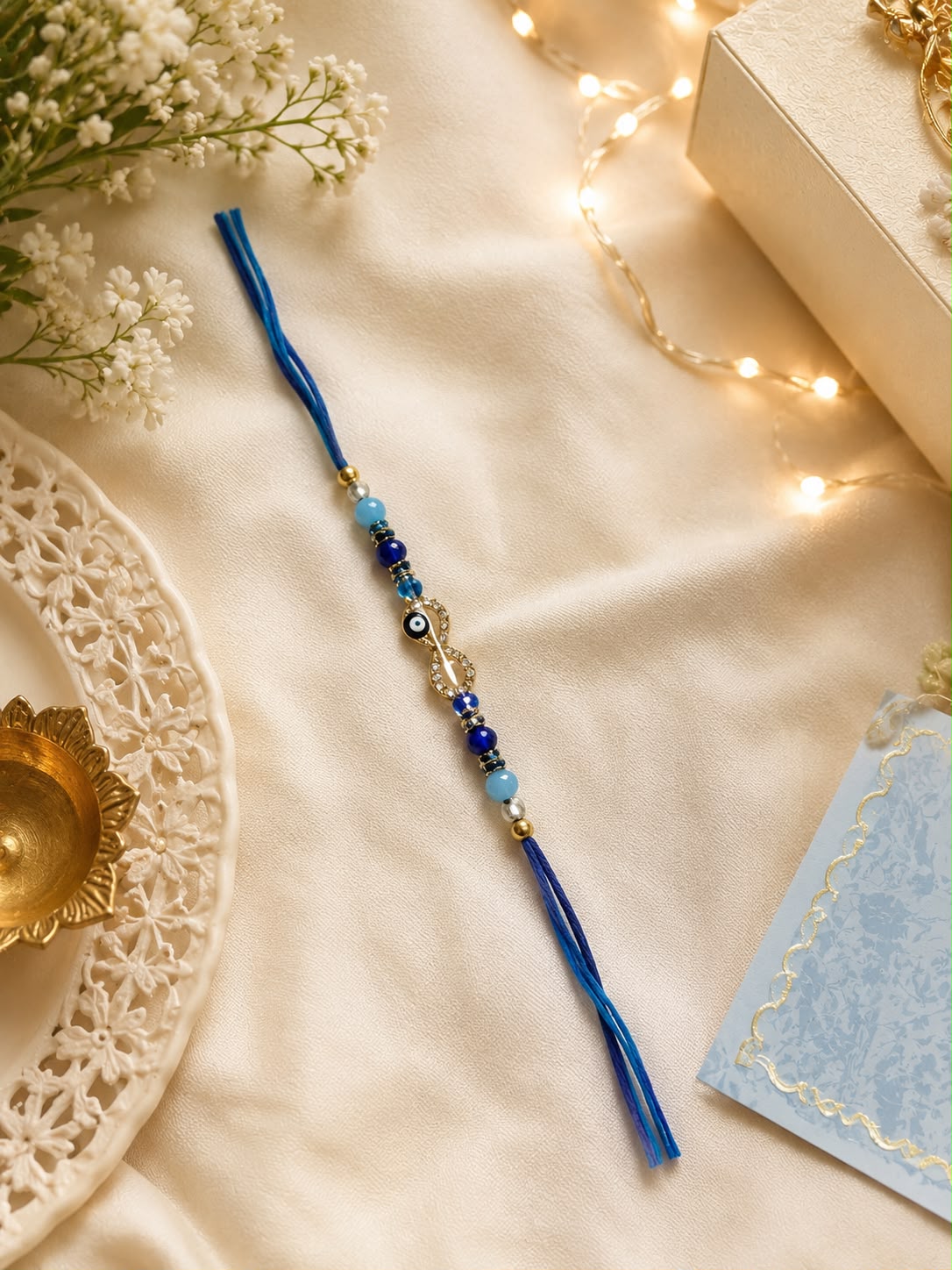 Blue Infinity Evil Eye Rakhi for Brother