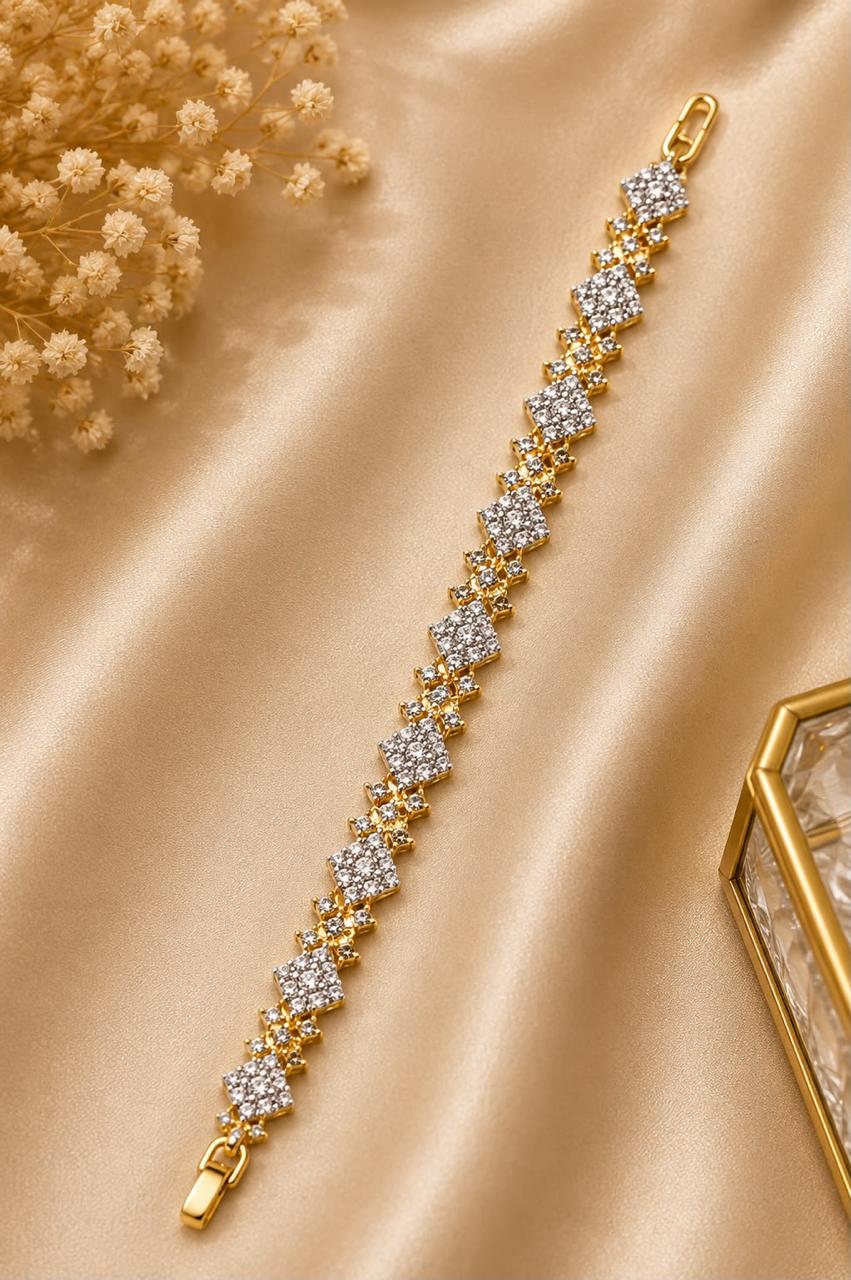 Luxury American Diamond Gold-Plated Tennis Bracelet for Women
