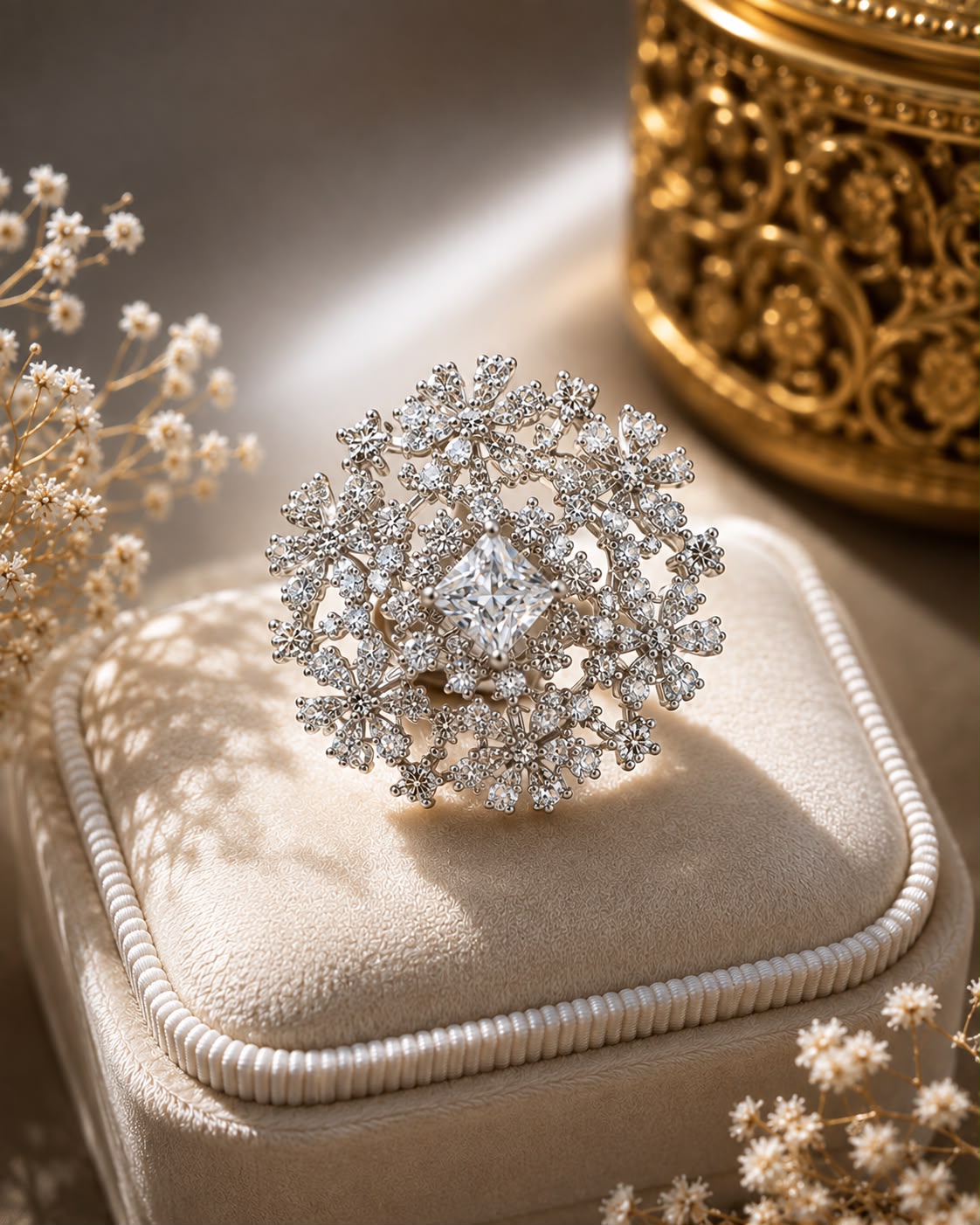 Snowflake Crystal Statement Ring for Women