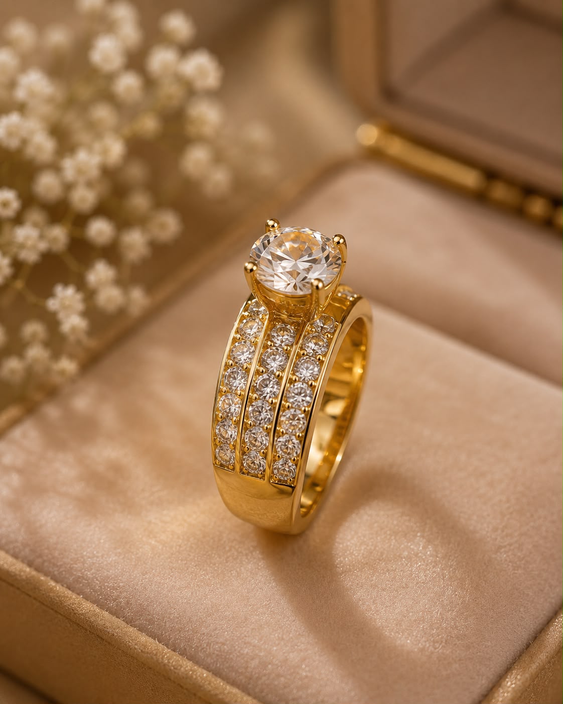 Luxury Solitaire American Diamond Ring for Women