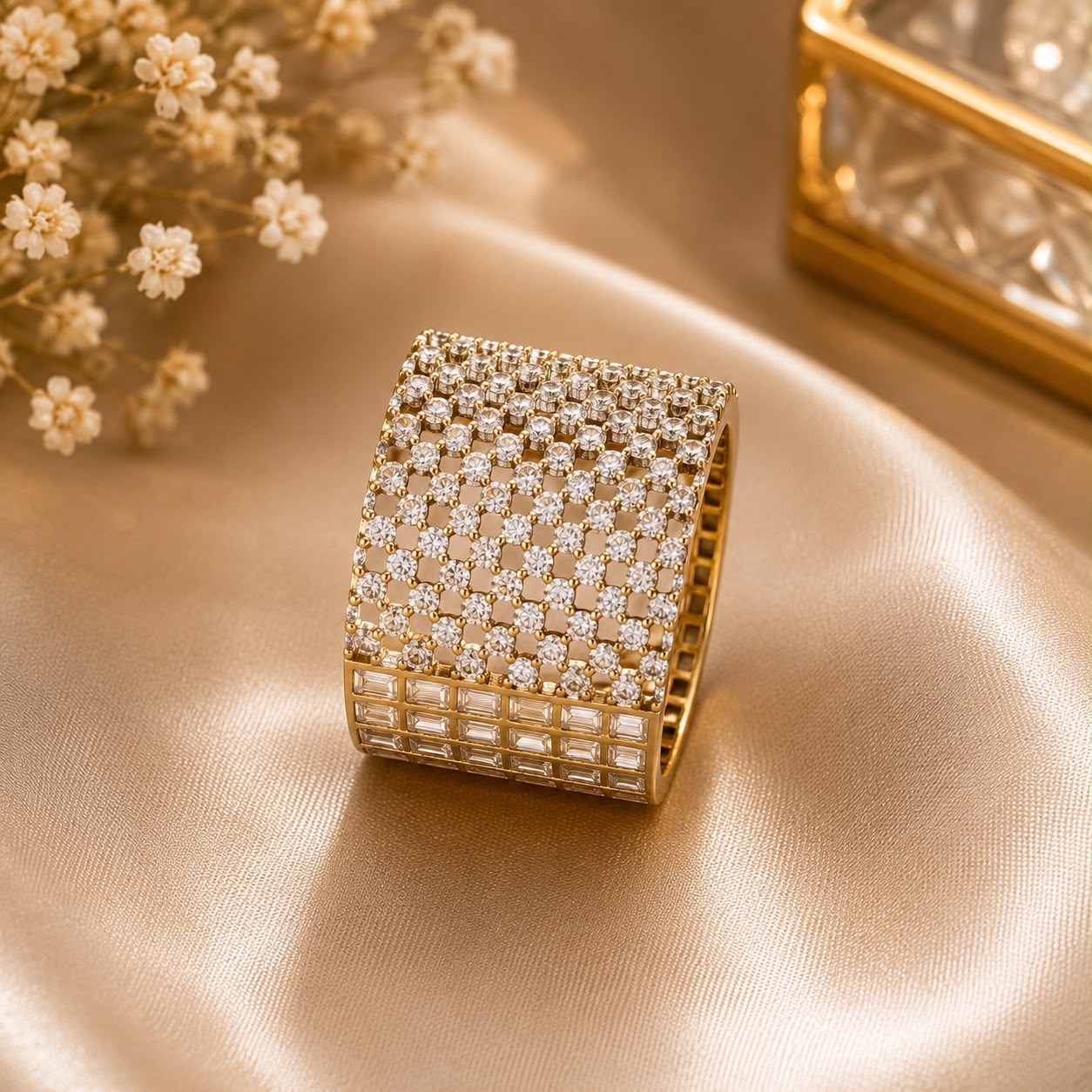 Luxury Gold-Plated American Diamond Statement Ring for Women