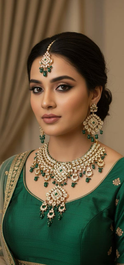 Emerald Polki Bridal Choker Set